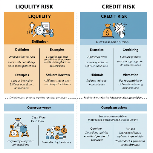 Jak se likviditní riziko liší od kreditního rizika?